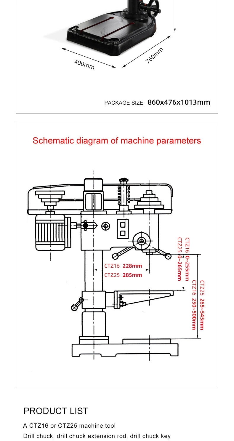 China Newly Design Hot Sale Best Quality Bench Drill Press Table Drilling Machine Mini Drill Press Ctz25