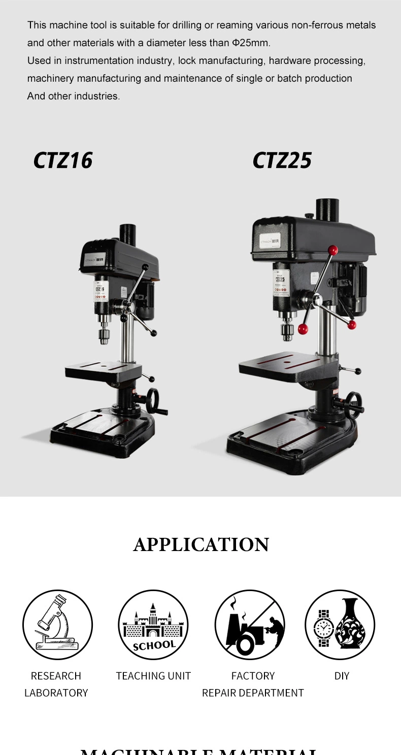 China Newly Design Hot Sale Best Quality Bench Drill Press Table Drilling Machine Mini Drill Press Ctz25